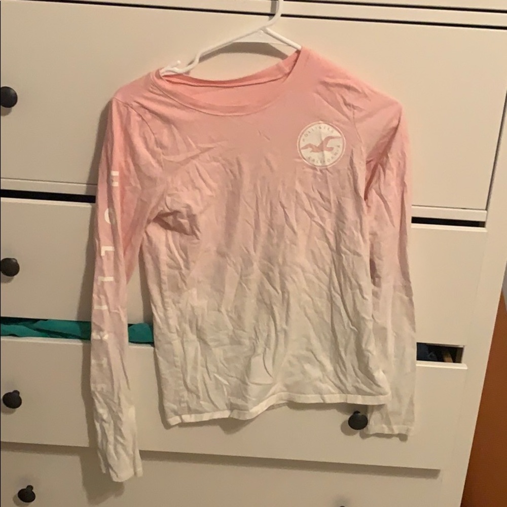 Hollister Graphic Pink White Long Sleeve Gradient